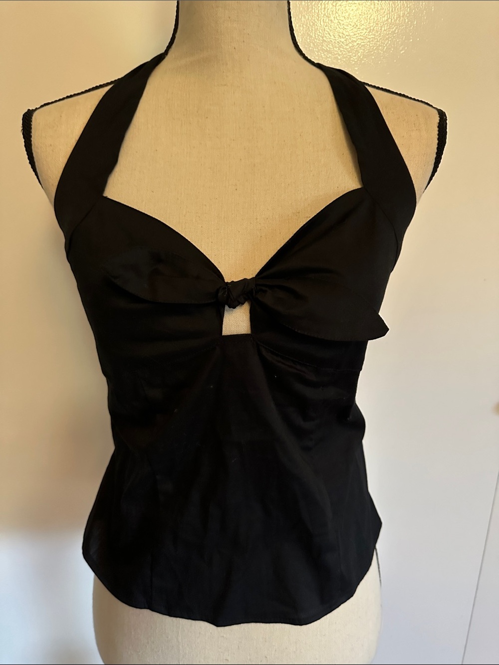 Black Halter Tie-Front Bustier Top Jr 9